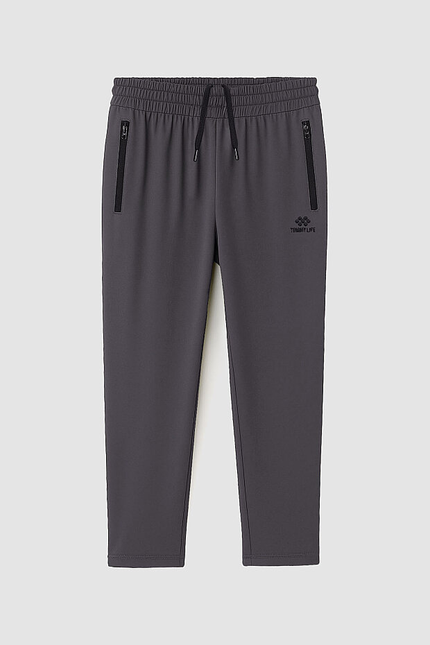 Koyu Gri Fermuarlı Klasik Paça Battal Büyük Beden Erkek Eşofman Altı - 84947 - 2