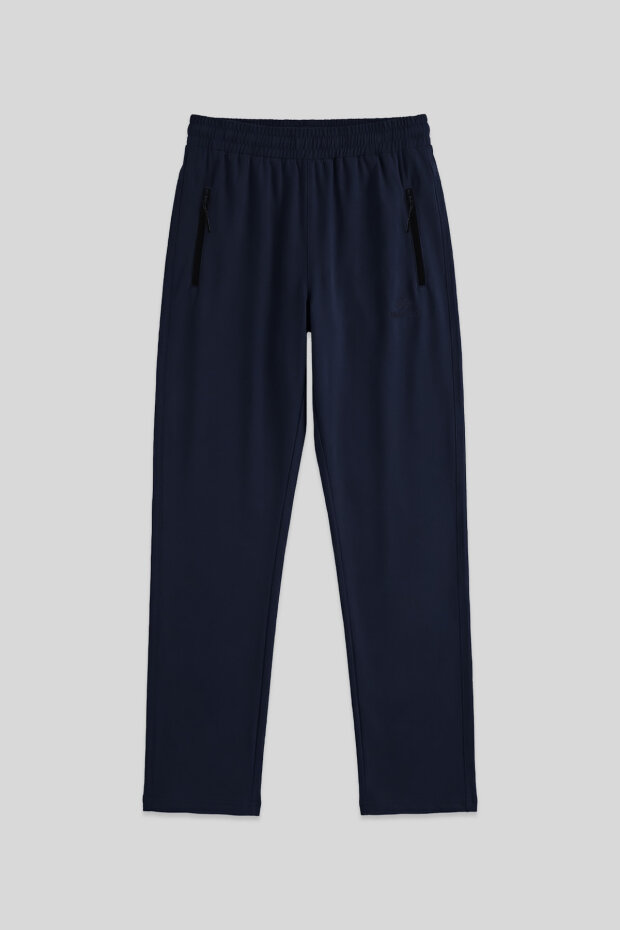 Lacivert Erkek Fermuarlı Üç Cepli Standart Kalıp Klasik Paça Eşofman Alt - 84768 - 1