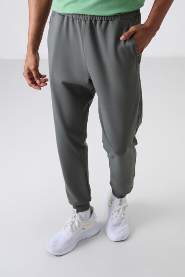 Haki Pamuk Yumuşak Dokulu Standart Fit Nakışlı Erkek Eşofman Alt - 82133 - TOMMYLIFE