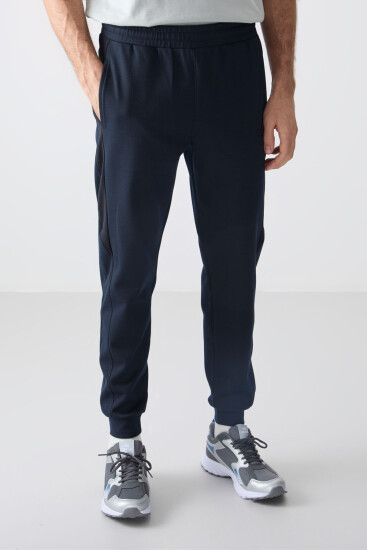 Lacivert Yüzeyi Dokulu Standart Fit Nakışlı Erkek Eşofman Alt - 82126 - Air Jones