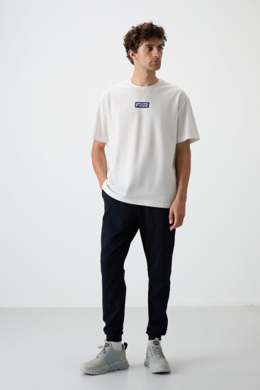 Lacivert Pamuklu Yumuşak Dokulu Comfort Fit Nakışlı Erkek Jogger - 82123 - TOMMYLIFE (1)