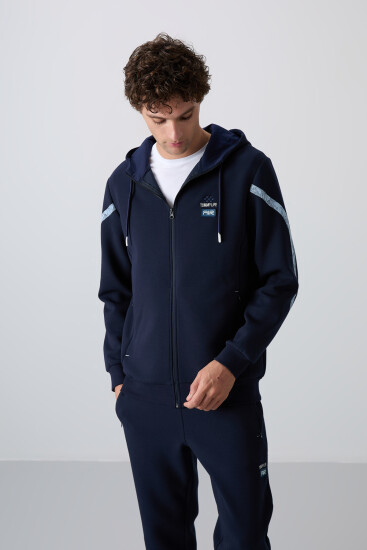 İndigo Pamuklu Kalın Yumuşak Dokulu Comfort Fit Baskılı Erkek Eşofman Takım - 85236 - TOMMYLIFE (1)