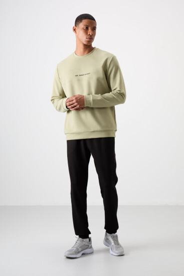 Çağla - Siyah Pamuklu Kalın Yumuşak Dokulu Comfort Fit Baskılı Erkek Eşofman Takım - 85253 - Air Jones