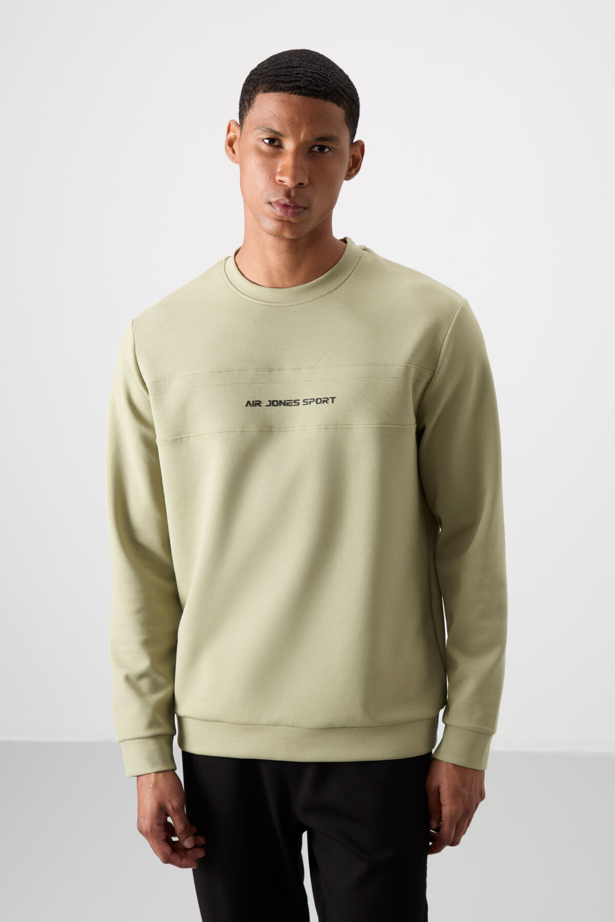 Çağla - Siyah Pamuklu Kalın Yumuşak Dokulu Comfort Fit Baskılı Erkek Eşofman Takım - 85253 - Air Jones (1)