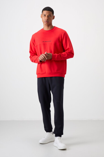 Fiesta - Lacivert Pamuklu Kalın Yumuşak Dokulu Comfort Fit Baskılı Erkek Eşofman Takım - 85253 - Air Jones