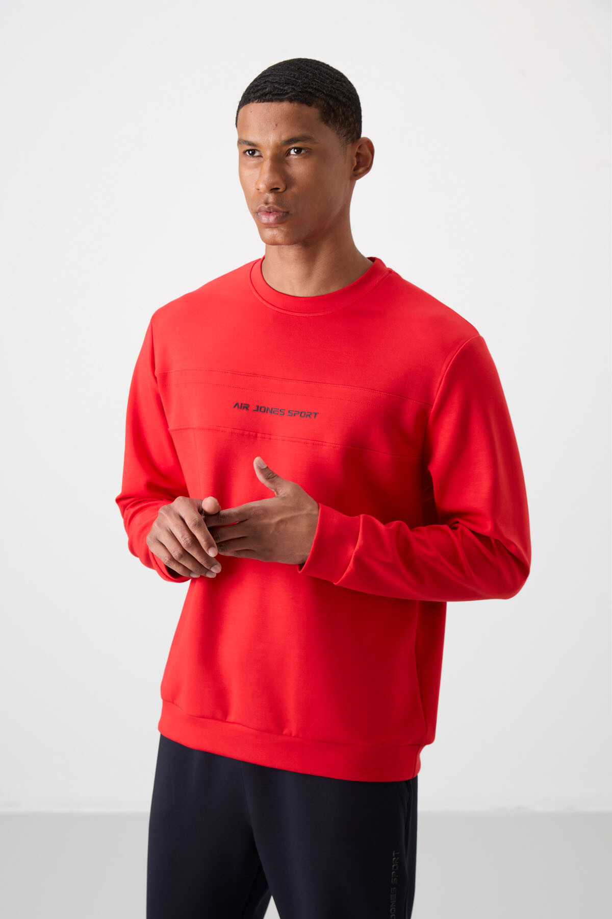 Fiesta - Lacivert Pamuklu Kalın Yumuşak Dokulu Comfort Fit Baskılı Erkek Eşofman Takım - 85253 - Air Jones (1)