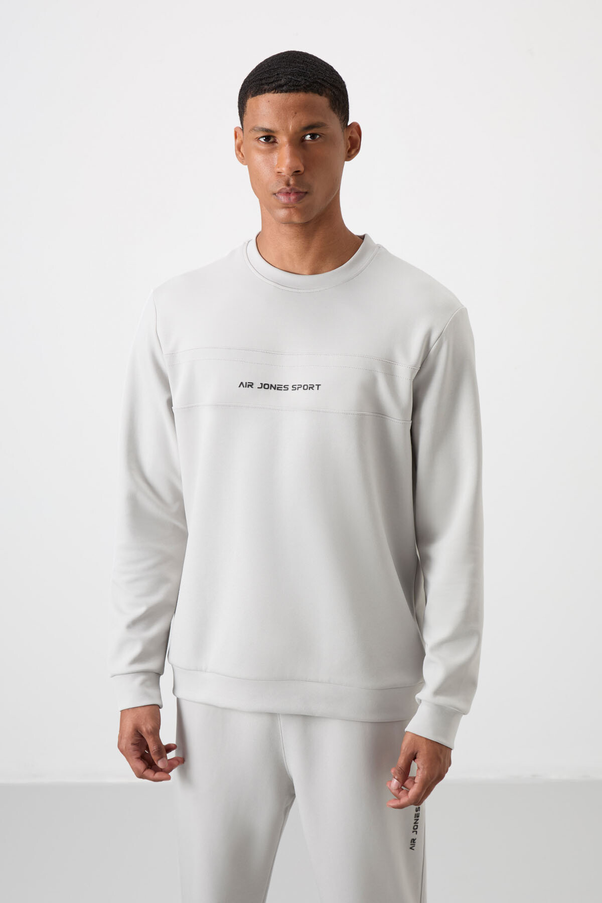 Taş Pamuklu Kalın Yumuşak Dokulu Comfort Fit Baskılı Erkek Eşofman Takım - 85253 - Air Jones (1)