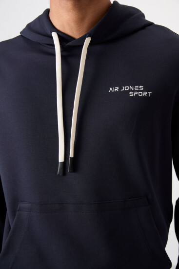 Lacivert Pamuklu Kalın Yumuşak Dokulu Comfort Fit Nakışlı Erkek Eşofman Takım - 85255 - Air Jones (1)