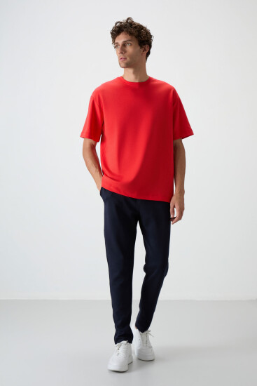 Fiesta - Lacivert Pamuklu Kalın Yumuşak Dokulu Oversize Fit Basic Erkek Eşofman Takım - 85251 - Air Jones