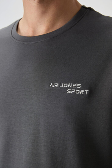 Haki Pamuklu Kalın Yumuşak Dokulu Oversize Fit Nakışlı Erkek Eşofman Takım - 85252 - Air Jones (1)