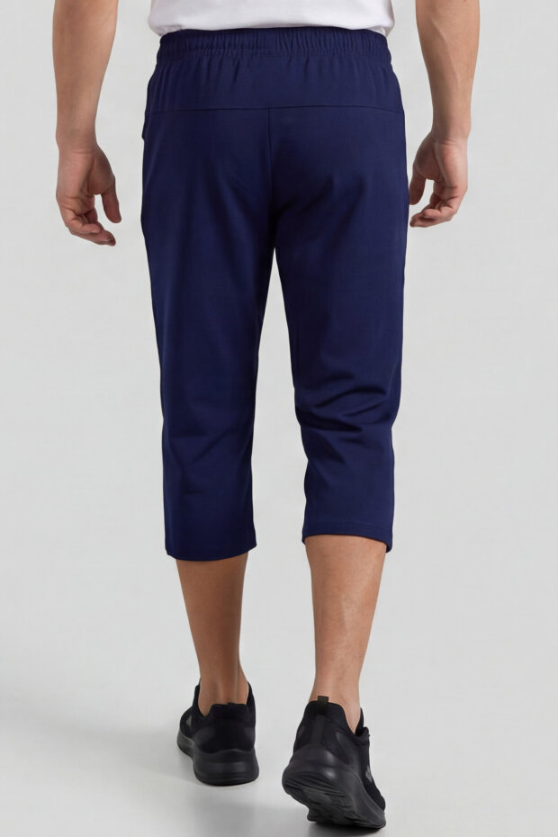 İndigo Bağcıklı Standart Kalıp Fermuar Cepli Aktif Spor Erkek Kapri - 83096 - 4
