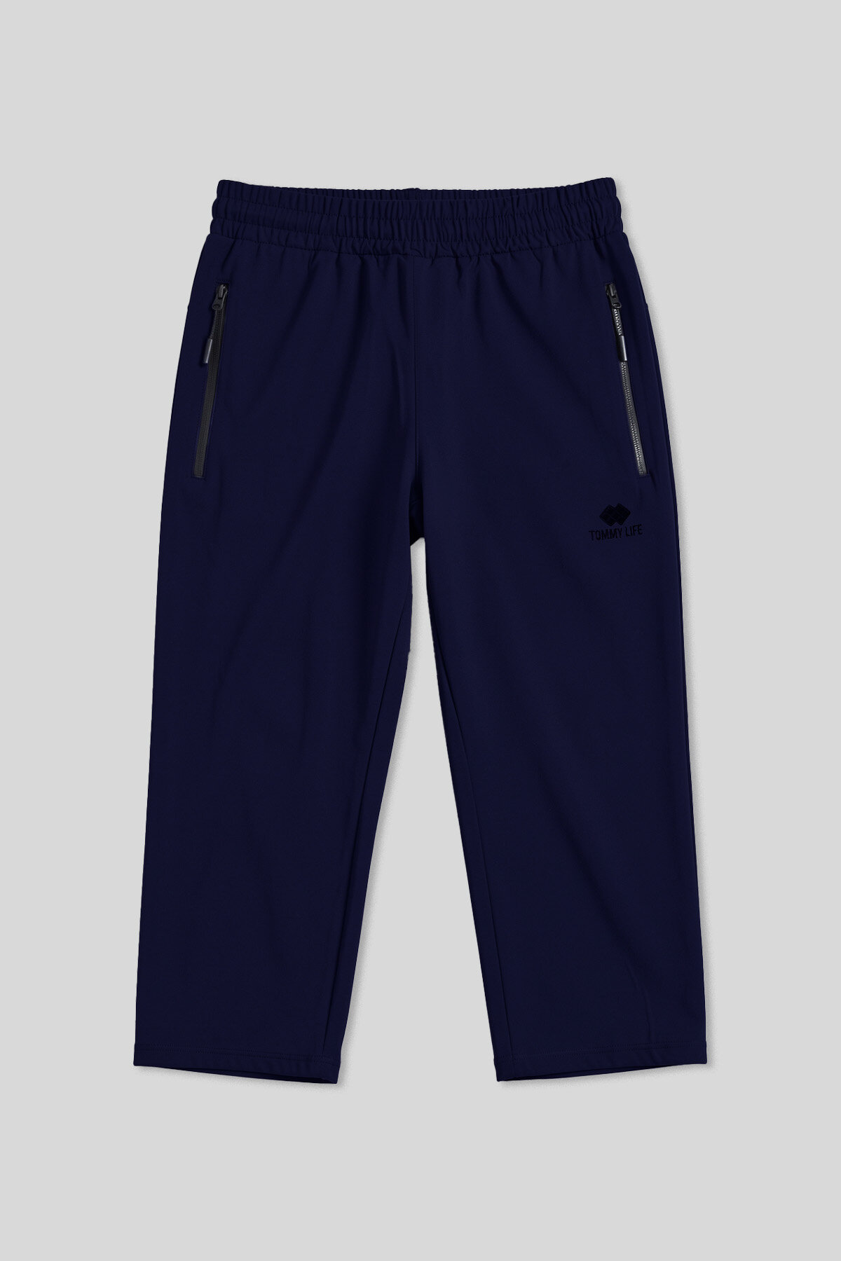 İndigo Bağcıklı Standart Kalıp Fermuar Cepli Aktif Spor Erkek Kapri - 83096 - TOMMYLIFE