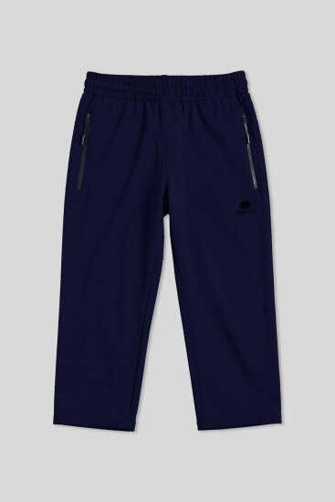 İndigo Bağcıklı Standart Kalıp Fermuar Cepli Aktif Spor Erkek Kapri - 83096 