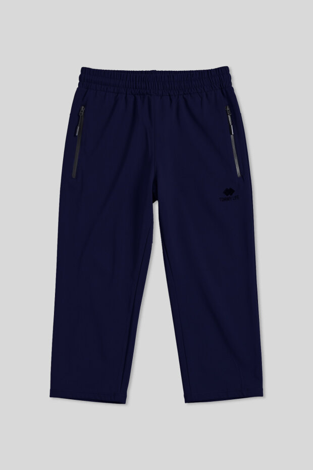 İndigo Bağcıklı Standart Kalıp Fermuar Cepli Aktif Spor Erkek Kapri - 83096 - 1