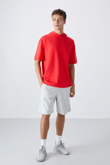 Fiesta Pamuklu Kalın Yüzeyi Dokulu Oversize Fit Basic Erkek T-Shirt - 88335 - TOMMYLIFE (1)