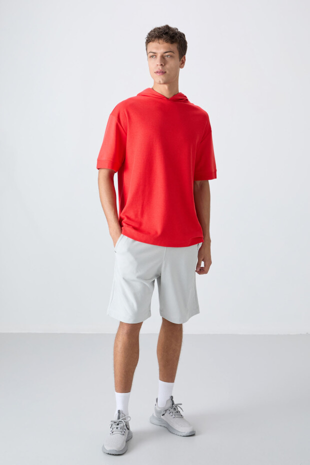 Fiesta Pamuklu Kalın Yüzeyi Dokulu Oversize Fit Basic Erkek T-Shirt - 88335 - 2