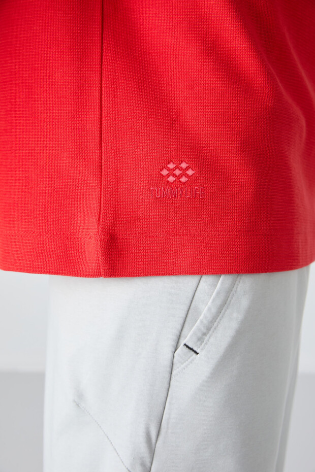 Fiesta Pamuklu Kalın Yüzeyi Dokulu Oversize Fit Basic Erkek T-Shirt - 88335 - 3