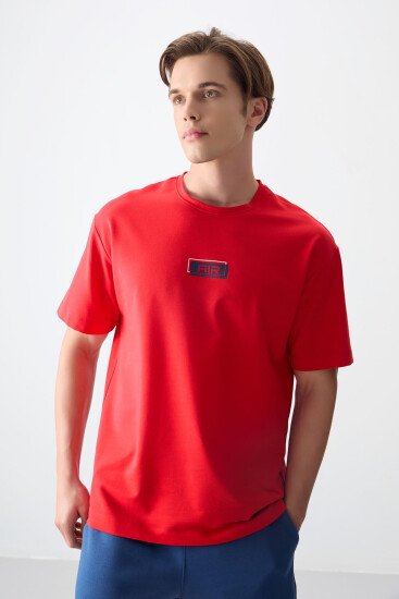 Fiesta Pamuklu Kalın Yumuşak Dokulu Oversize Fit Baskılı Erkek T-Shirt - 88376 