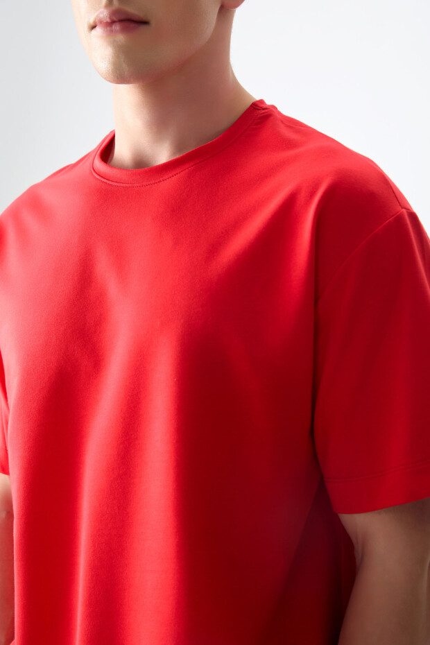 Fiesta Pamuklu Kalın Yumuşak Dokulu Oversize Fit Basic Erkek T-Shirt - 88377 - 4