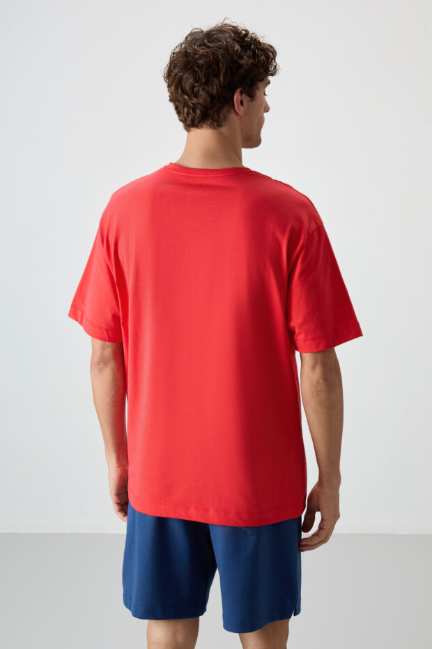 Fiesta %100 Pamuk Kalın Yumuşak Dokulu Oversize Fit Baskılı Erkek T-Shirt - 88360 - 5