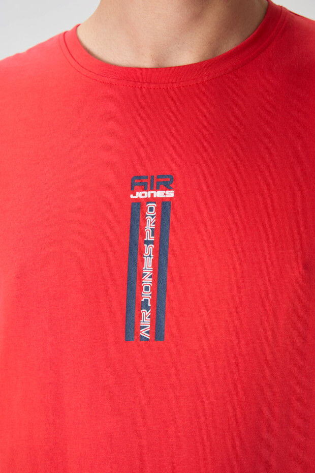 Fiesta %100 Pamuk Kalın Yumuşak Dokulu Oversize Fit Baskılı Erkek T-Shirt - 88360 - 2