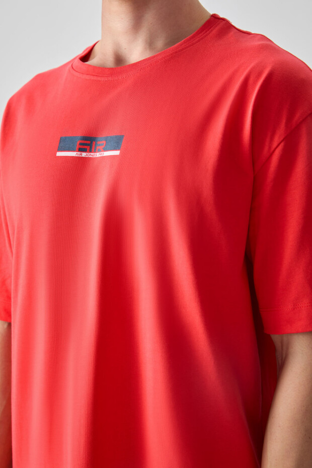 Fiesta %100 Pamuk Kalın Yumuşak Dokulu Oversize Fit Baskılı Erkek T-Shirt - 88359 - 2