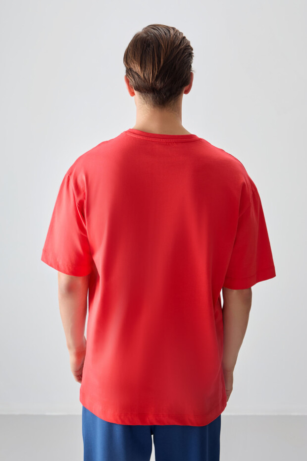 Fiesta %100 Pamuk Kalın Yumuşak Dokulu Oversize Fit Baskılı Erkek T-Shirt - 88359 - 5