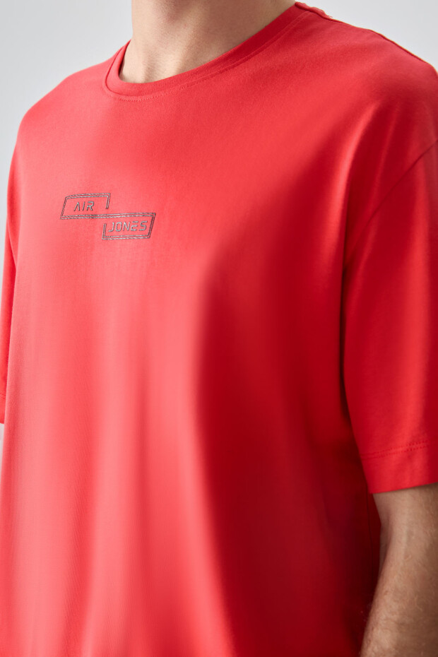 Fiesta %100 Pamuk Kalın Yumuşak Dokulu Oversize Fit Baskılı Erkek T-Shirt - 88361 - 3