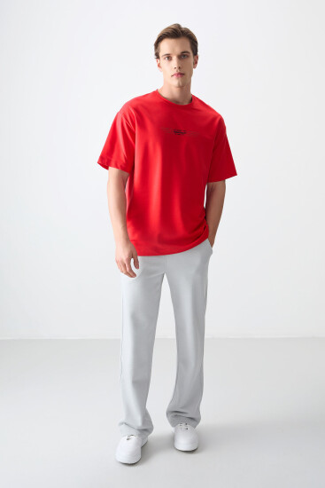 Fiesta Pamuklu Kalın Yumuşak Dokulu Oversize Fit Baskılı Erkek T-Shirt - 88374 - Air Jones (1)