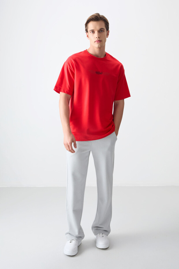 Fiesta Pamuklu Kalın Yumuşak Dokulu Oversize Fit Baskılı Erkek T-Shirt - 88374 - 2