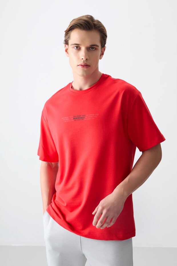 Fiesta Pamuklu Kalın Yumuşak Dokulu Oversize Fit Baskılı Erkek T-Shirt - 88374 - 4