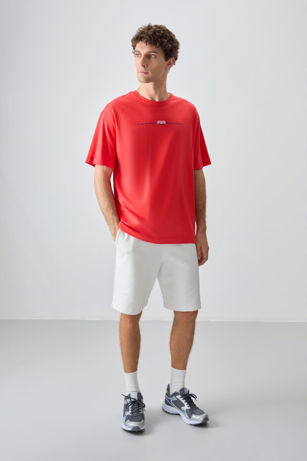 Fiesta %100 Pamuk Kalın Yumuşak Dokulu Oversize Fit Baskılı Erkek T-Shirt - 88357 - 3