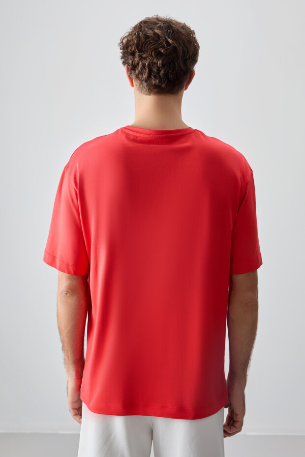Fiesta %100 Pamuk Kalın Yumuşak Dokulu Oversize Fit Baskılı Erkek T-Shirt - 88357 - 5