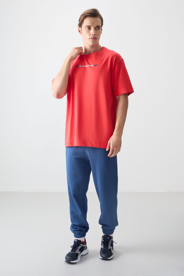 Fiesta %100 Pamuk Kalın Yumuşak Dokulu Oversize Fit Baskılı Erkek T-Shirt - 88358