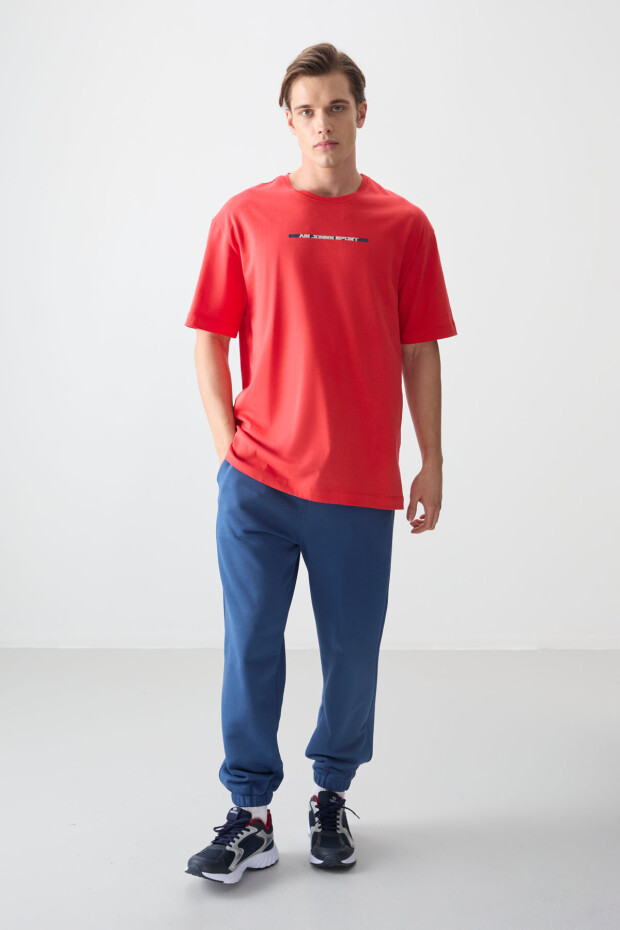 Fiesta %100 Pamuk Kalın Yumuşak Dokulu Oversize Fit Baskılı Erkek T-Shirt - 88358