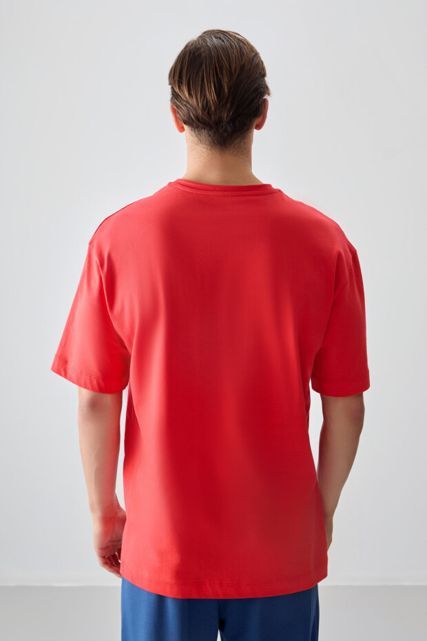 Fiesta %100 Pamuk Kalın Yumuşak Dokulu Oversize Fit Baskılı Erkek T-Shirt - 88358 - 5