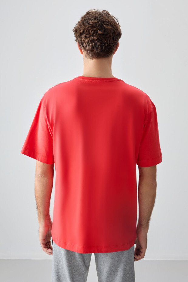 Fiesta %100 Pamuk Kalın Yumuşak Dokulu Oversize Fit Baskılı Erkek T-Shirt - 88355 - 5