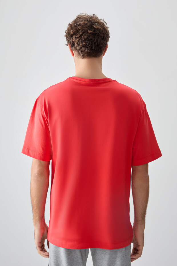 Fiesta %100 Pamuk Kalın Yumuşak Dokulu Oversize Fit Baskılı Erkek T-Shirt - 88354 - 5