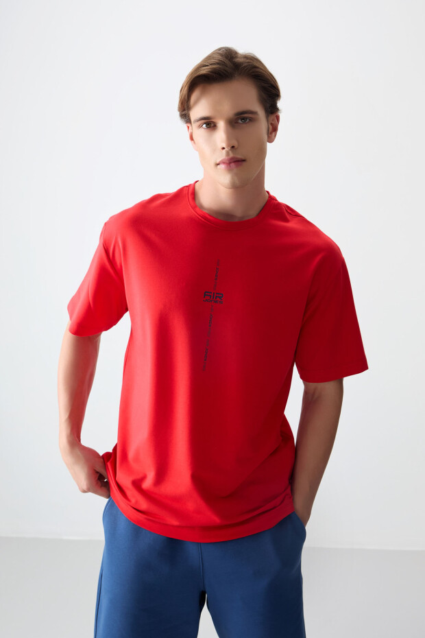 Fiesta Pamuklu Kalın Yumuşak Dokulu Oversize Fit Baskılı Erkek T-Shirt - 88373 - 1