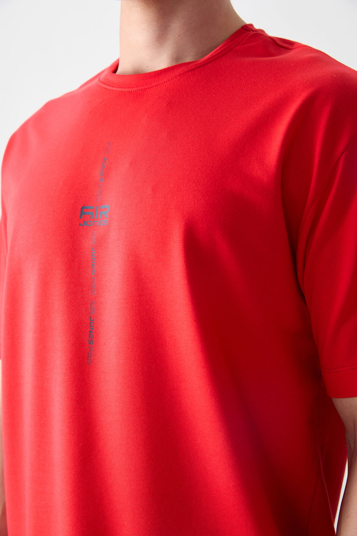 Fiesta Pamuklu Kalın Yumuşak Dokulu Oversize Fit Baskılı Erkek T-Shirt - 88373 - Air Jones (1)