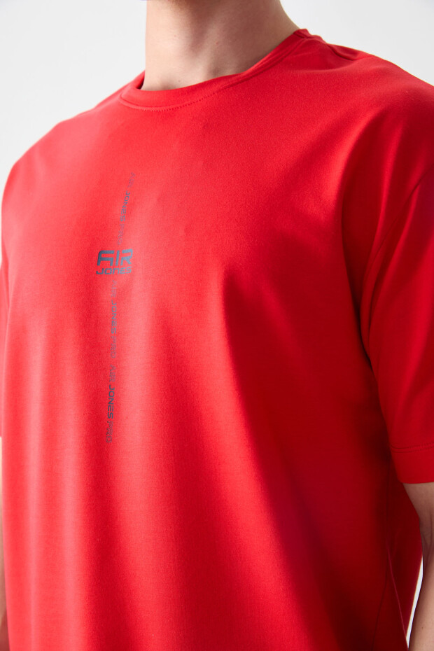 Fiesta Pamuklu Kalın Yumuşak Dokulu Oversize Fit Baskılı Erkek T-Shirt - 88373 - 2