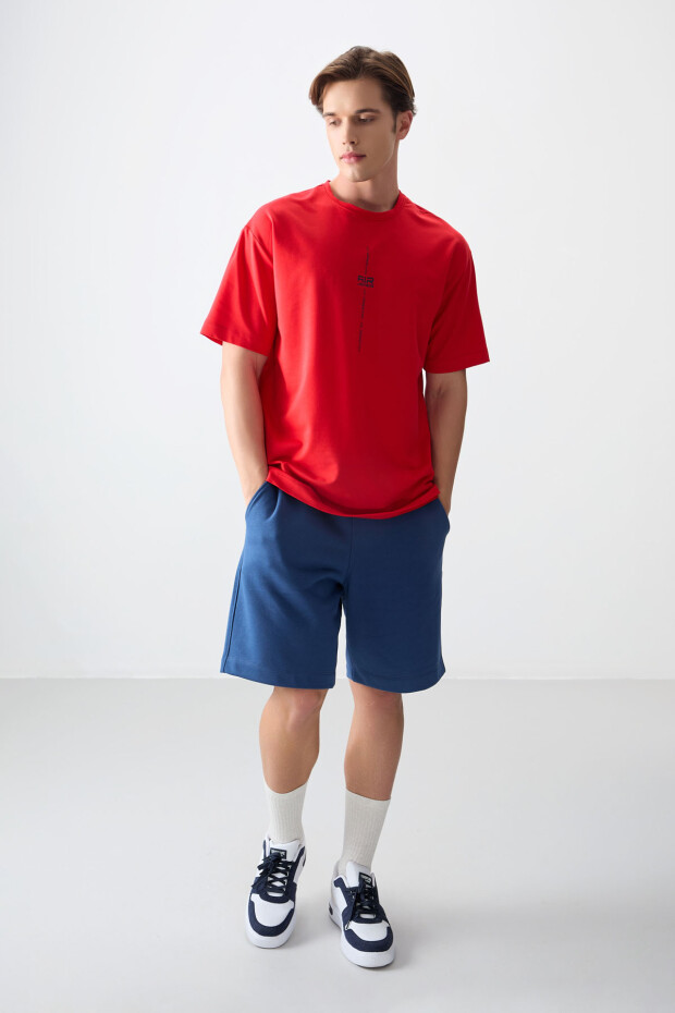 Fiesta Pamuklu Kalın Yumuşak Dokulu Oversize Fit Baskılı Erkek T-Shirt - 88373 - 3