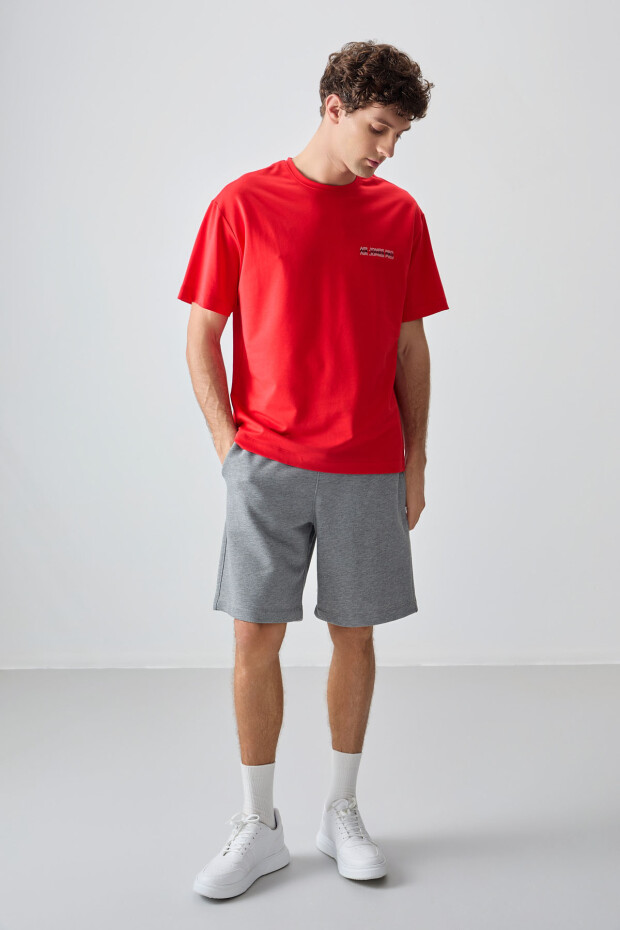 Fiesta Pamuklu Kalın Yumuşak Dokulu Oversize Fit Baskılı Erkek T-Shirt - 88375 - 2