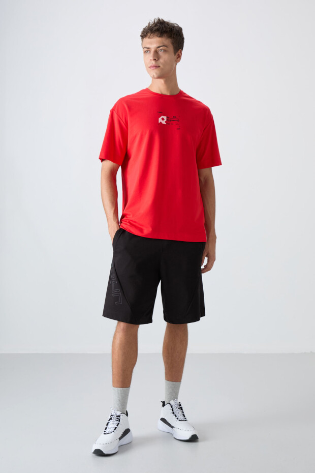 Fiesta Pamuklu Kalın Yumuşak Dokulu Oversize Fit Baskılı Erkek T-Shirt - 88350