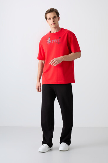 Fiesta Pamuklu Kalın Yumuşak Dokulu Oversize Fit Baskılı Erkek T-Shirt - 88344 - TOMMYLIFE (1)