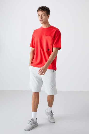 Fiesta Pamuklu Kalın Yüzeyi Dokulu Oversize Fit Basic Erkek T-Shirt - 88341 - TOMMYLIFE (1)