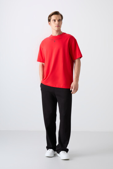 Fiesta Pamuklu Kalın Yumuşak Dokulu Oversize Fit Baskılı Erkek T-Shirt - 88343 - TOMMYLIFE (1)