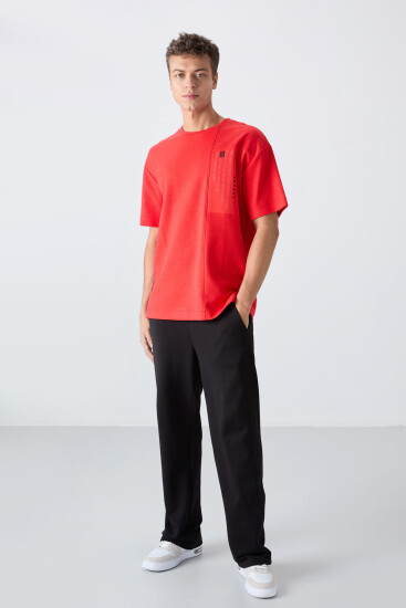 Fiesta Pamuklu Kalın Yüzeyi Dokulu Oversize Fit Baskılı Erkek T-Shirt - 88338 - TOMMYLIFE (1)