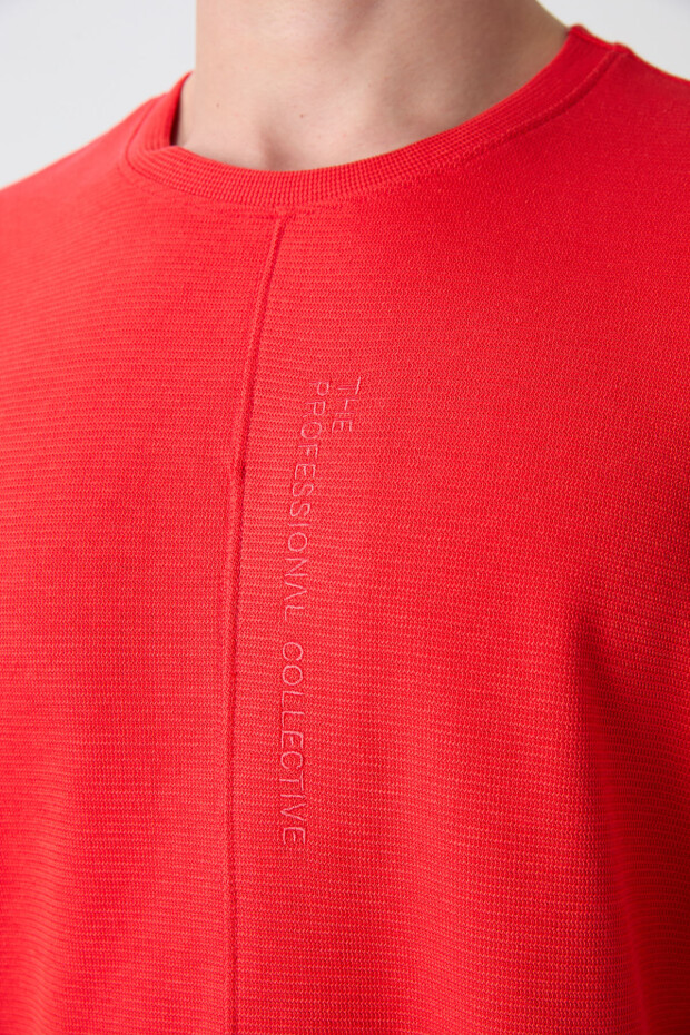 Fiesta Pamuklu Kalın Yüzeyi Dokulu Oversize Fit Basic Erkek T-Shirt - 88337 - 5