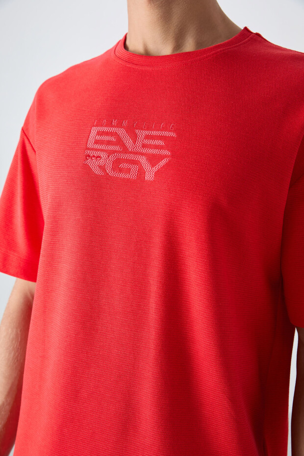 Fiesta Pamuklu Kalın Yüzeyi Dokulu Oversize Fit Baskılı Erkek T-Shirt - 88336 - 3